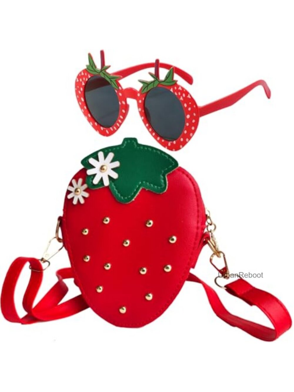 Girls Strawberry Crossbody Purse Mini Shoulder Bag with Sunglasses Gift Set